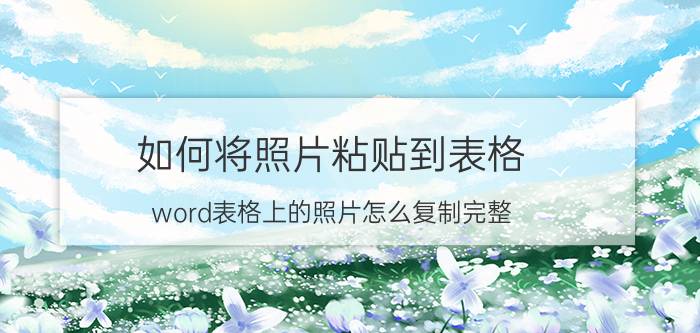 如何将照片粘贴到表格 word表格上的照片怎么复制完整？